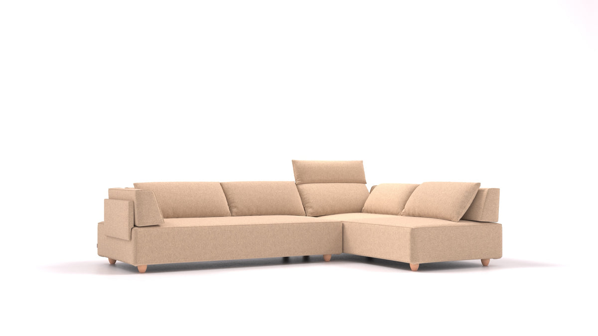 CasCais G, modulares Sofa von FEYDOM im Stoff Velare ET-99 Latte, helle Füße
