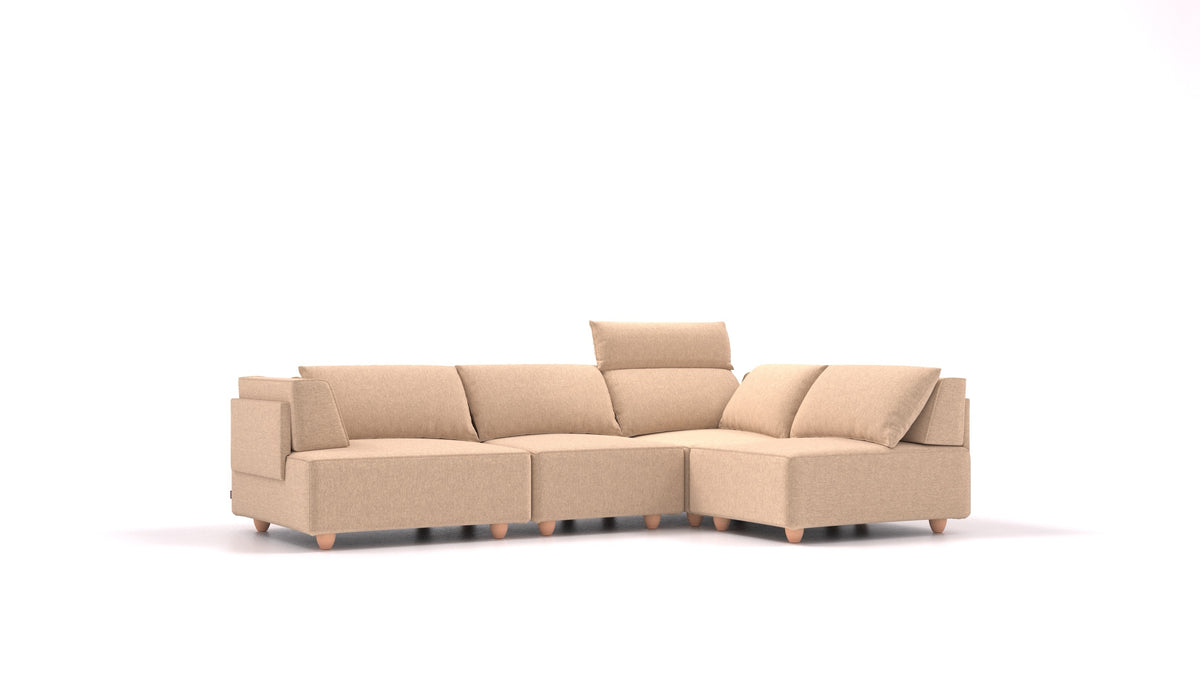 CasCais R, modulares Sofa von FEYDOM im Stoff Velare ET-99 Latte, helle Füße