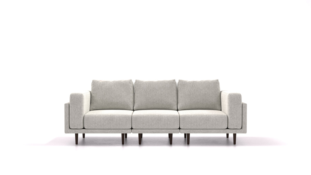 Clooods 3S, modulares Sofa von FEYDOM im Stoff Astra AT-80 Light Grey, dunkle Füße