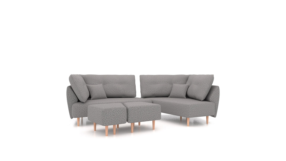 Diagon, modulares Sofa von FEYDOM im Stoff Hygge HG-92 Medium Grey, helle Füße