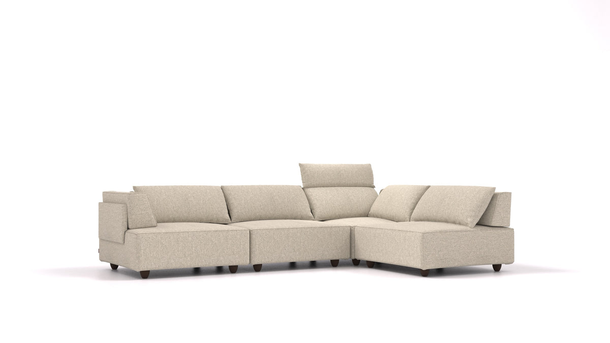CasCais C, modulares Sofa von FEYDOM im Stoff Alure DE-09 Natur, dunkle Füße