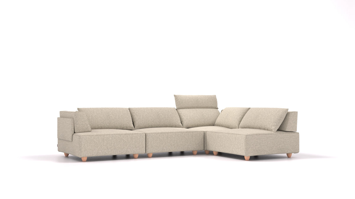 CasCais C, modulares Sofa von FEYDOM im Stoff Alure DE-09 Natur, helle Füße