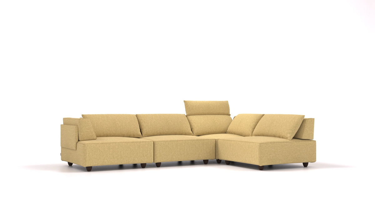 CasCais C, modulares Sofa von FEYDOM im Stoff Alure DE-48 Yellow, dunkle Füße
