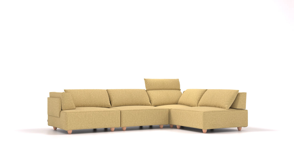 CasCais C, modulares Sofa von FEYDOM im Stoff Alure DE-48 Yellow, helle Füße