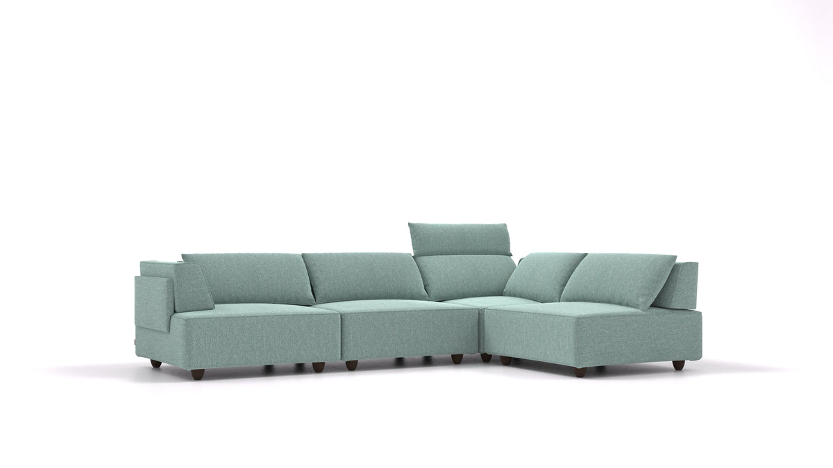 CasCais C, modulares Sofa von FEYDOM im Stoff Alure DE-75 Pastel Blue, dunkle Füße