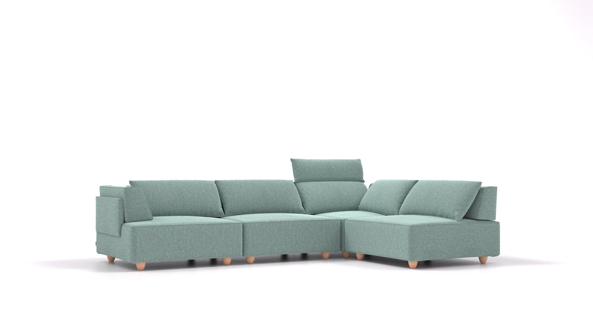CasCais C, modulares Sofa von FEYDOM im Stoff Alure DE-75 Pastel Blue, helle Füße