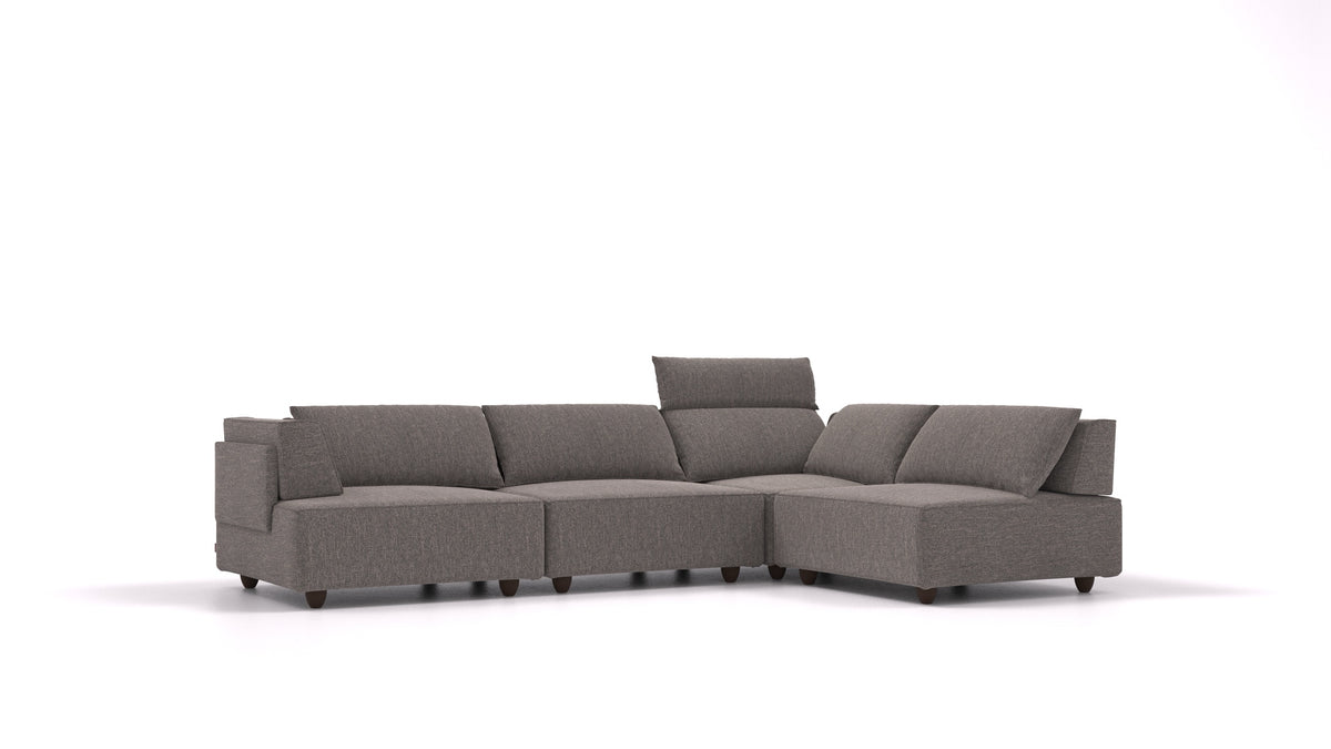 CasCais C, modulares Sofa von FEYDOM im Stoff Alure DE-92 Middle Grey, dunkle Füße