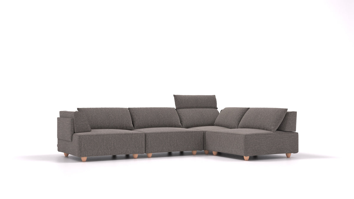 CasCais C, modulares Sofa von FEYDOM im Stoff Alure DE-92 Middle Grey, helle Füße