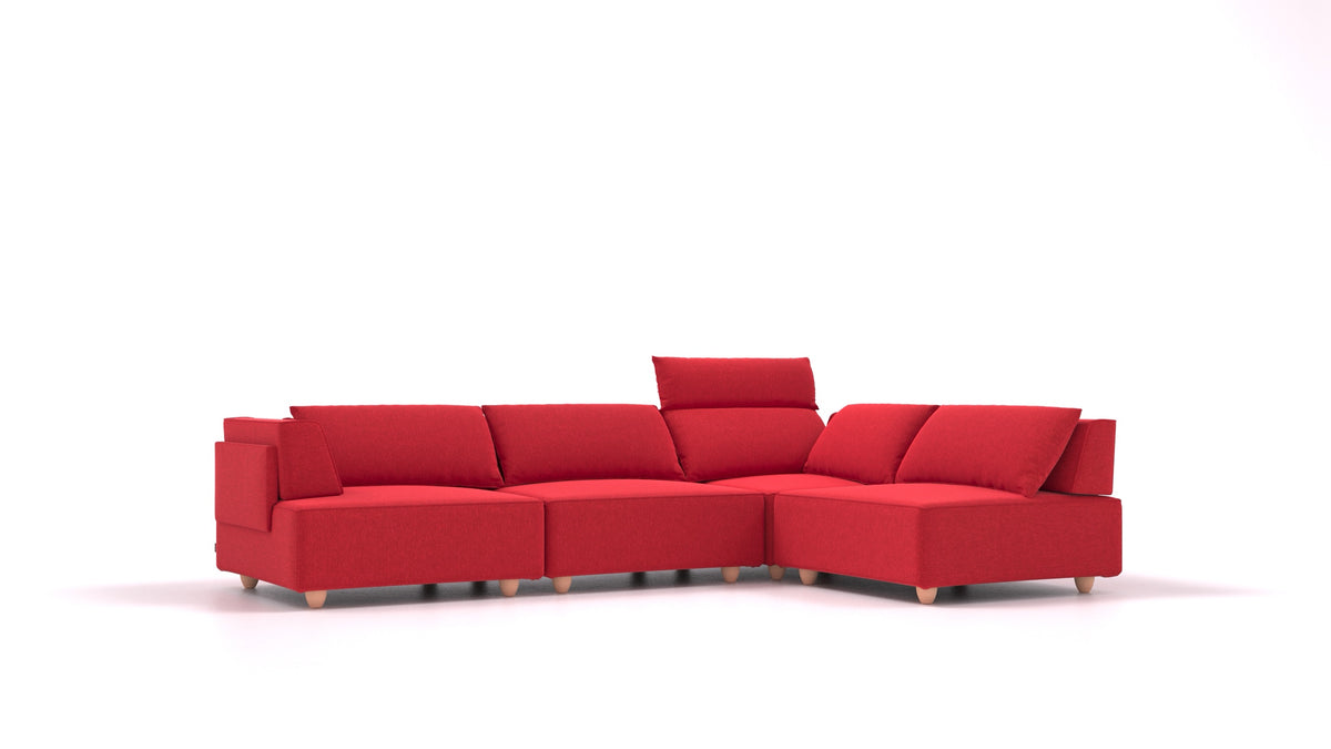 CasCais C, modulares Sofa von FEYDOM im Stoff Velare ET-11 Red, helle Füße