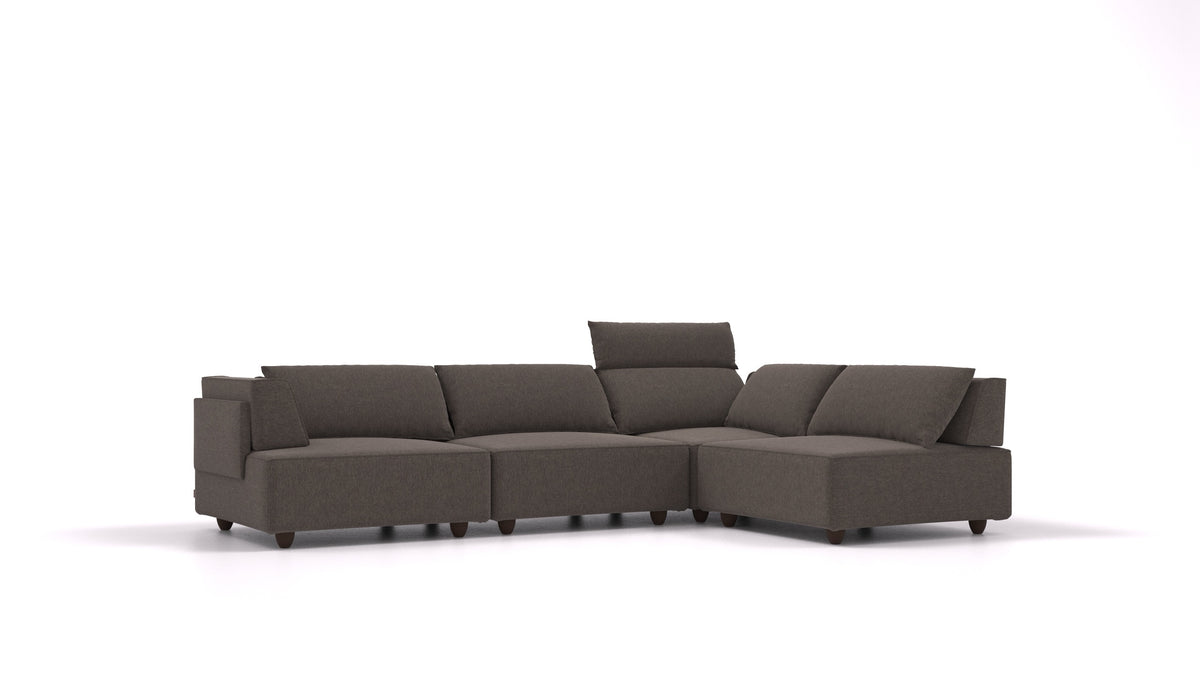 CasCais C, modulares Sofa von FEYDOM im Stoff Velare ET-12 Dark Grey, dunkle Füße