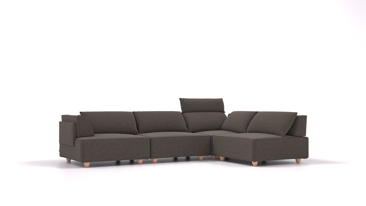 CasCais C, modulares Sofa von FEYDOM im Stoff Velare ET-12 Dark Grey, helle Füße