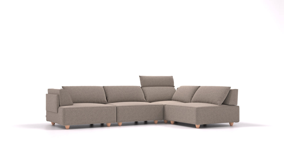 CasCais C, modulares Sofa von FEYDOM im Stoff Velare ET-14 Middle Grey, helle Füße