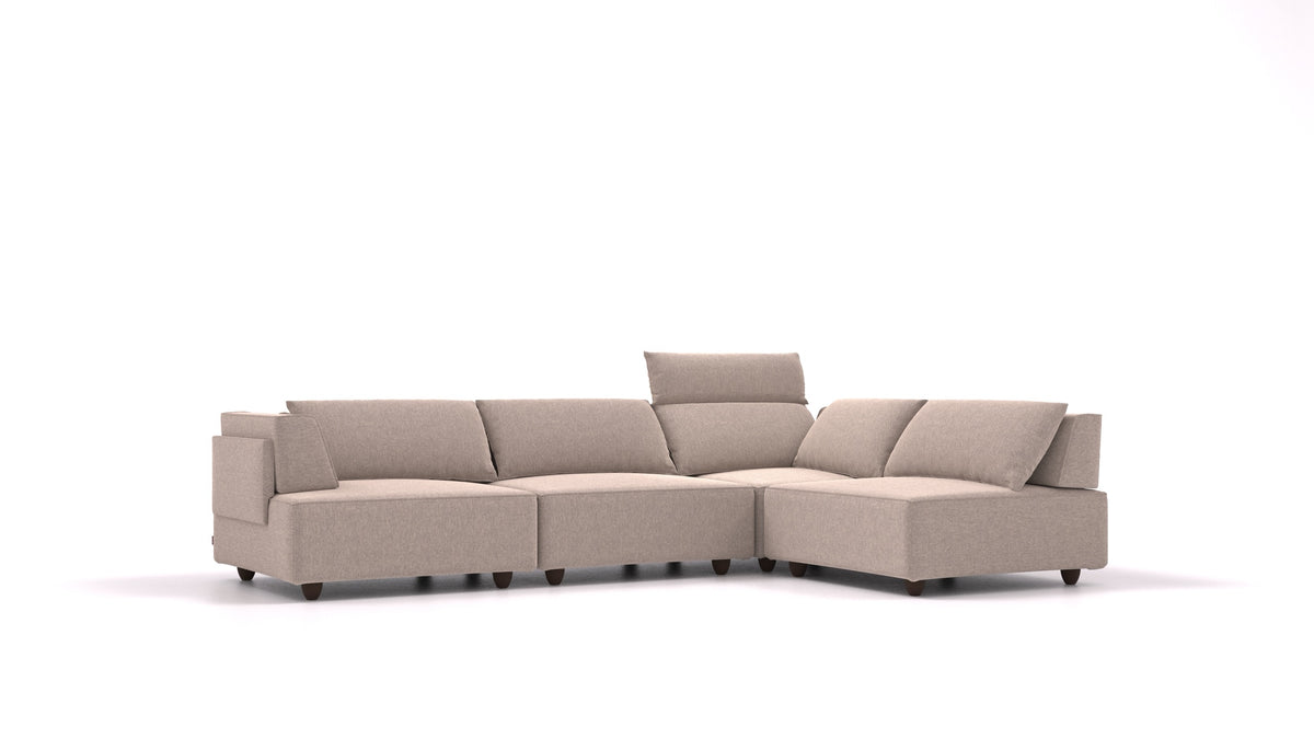 CasCais C, modulares Sofa von FEYDOM im Stoff Velare ET-15 Light Grey, dunkle Füße
