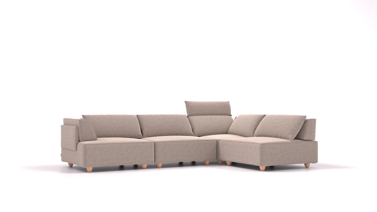 CasCais C, modulares Sofa von FEYDOM im Stoff Velare ET-15 Light Grey, helle Füße