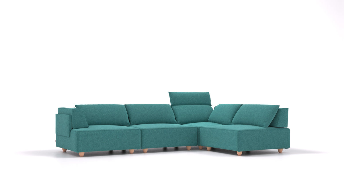 CasCais C, modulares Sofa von FEYDOM im Stoff Velare ET-16 Turquoise, helle Füße