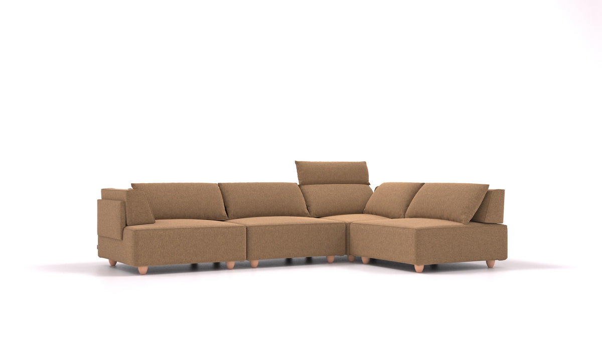 CasCais C, modulares Sofa von FEYDOM im Stoff Velare ET-24 Cappuccino, helle Füße