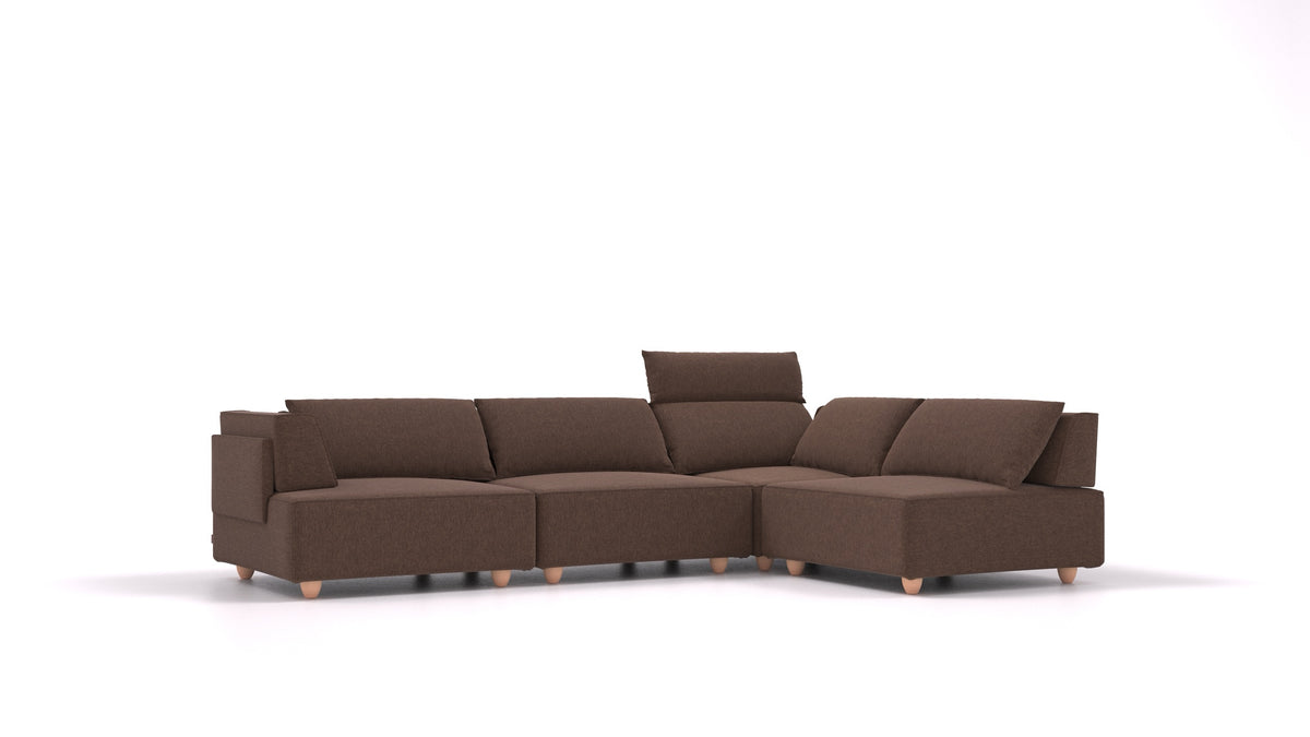CasCais C, modulares Sofa von FEYDOM im Stoff Velare ET-27 Chocolate, helle Füße