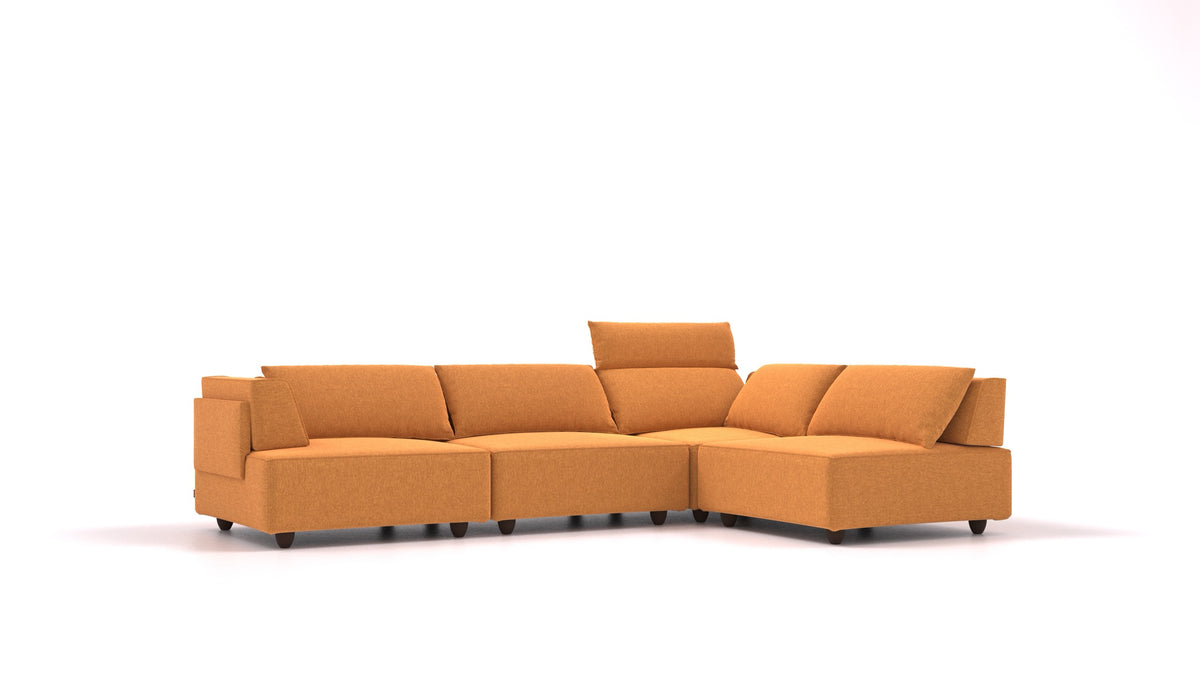 CasCais C, modulares Sofa von FEYDOM im Stoff Velare ET-48 Antic Gold, dunkle Füße