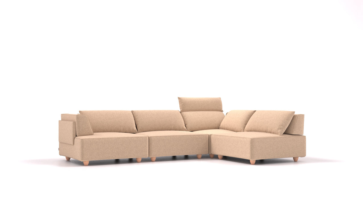 CasCais C, modulares Sofa von FEYDOM im Stoff Velare ET-99 Latte, helle Füße