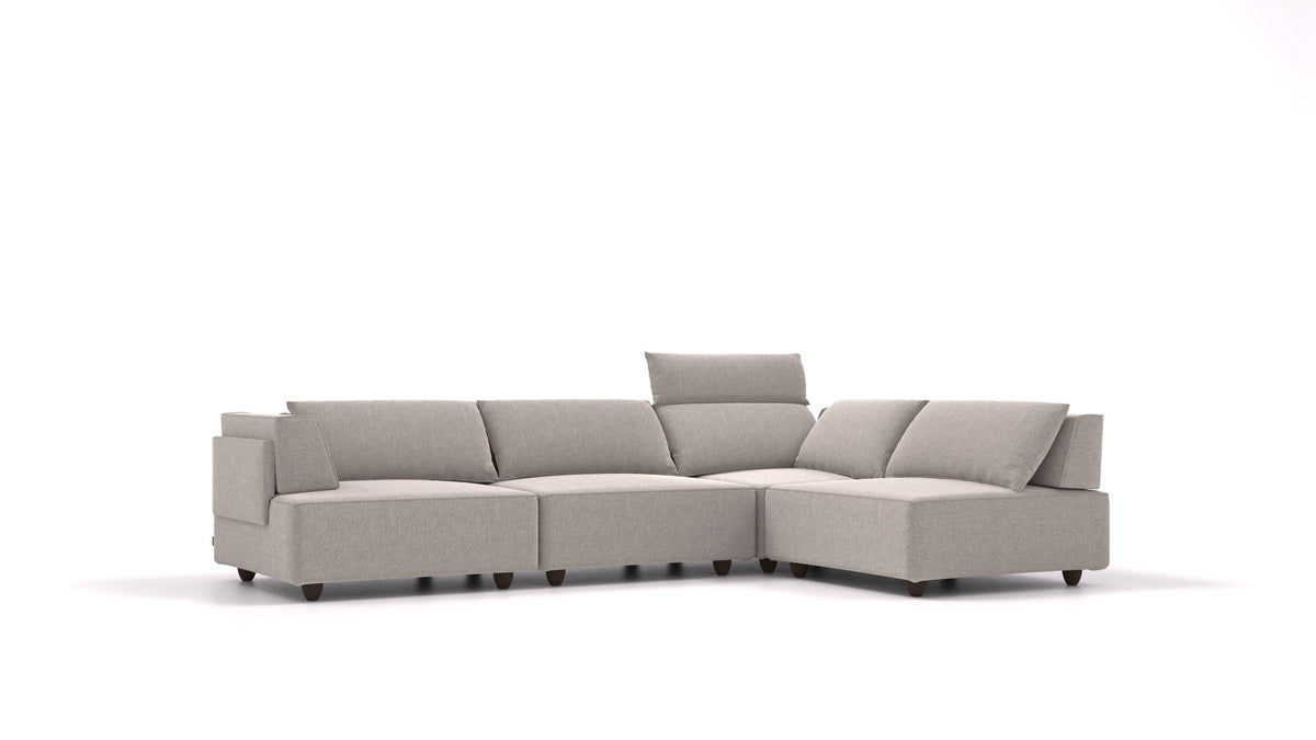 CasCais C, modulares Sofa von FEYDOM im Stoff Phoenix FE-84 Middle Grey, dunkle Füße