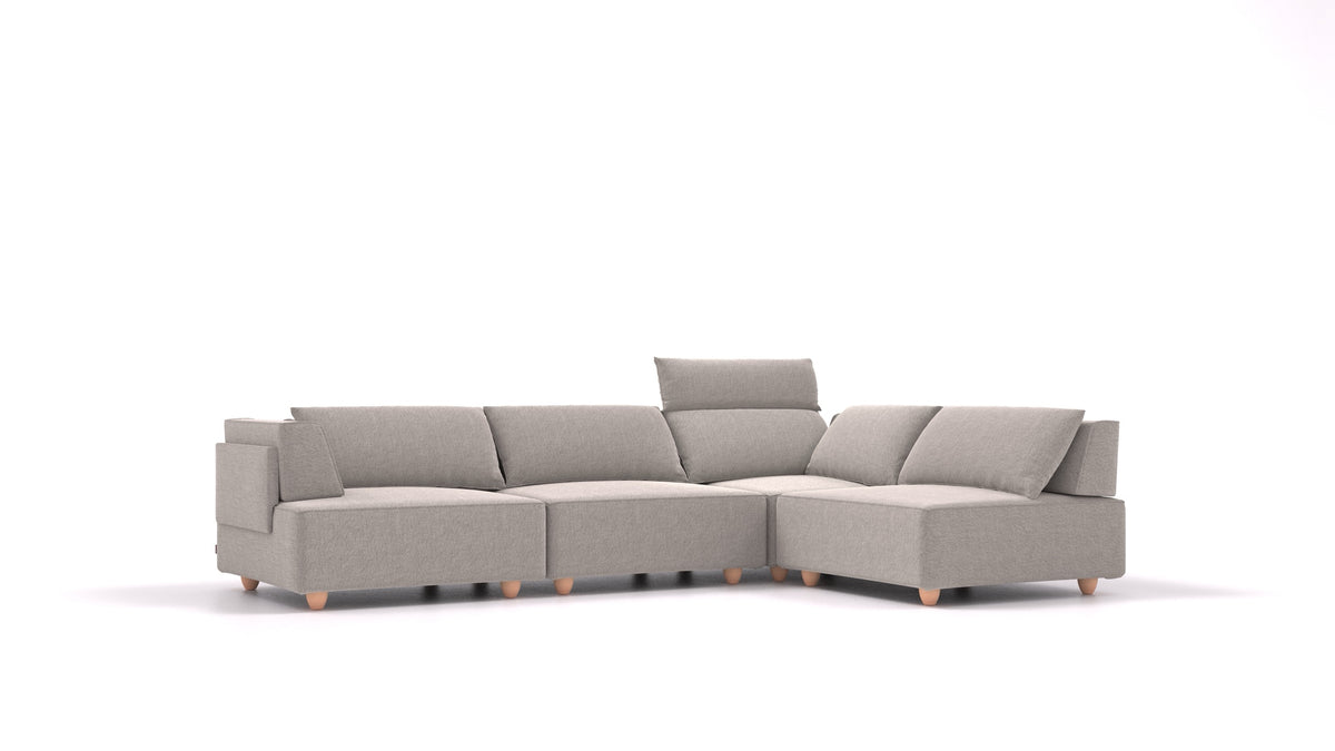 CasCais C, modulares Sofa von FEYDOM im Stoff Phoenix FE-84 Middle Grey, helle Füße