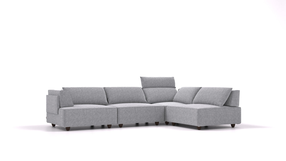 CasCais C, modulares Sofa von FEYDOM im Stoff Phoenix FE-92 Dark Grey, dunkle Füße