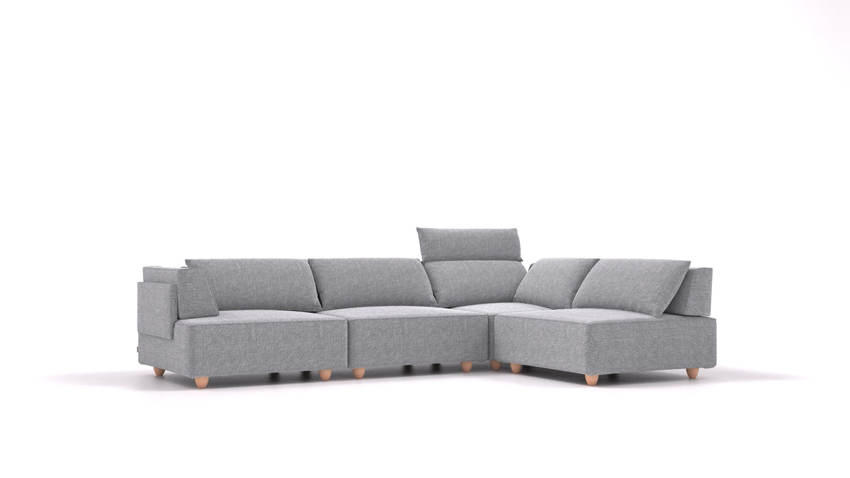 CasCais C, modulares Sofa von FEYDOM im Stoff Phoenix FE-92 Dark Grey, helle Füße