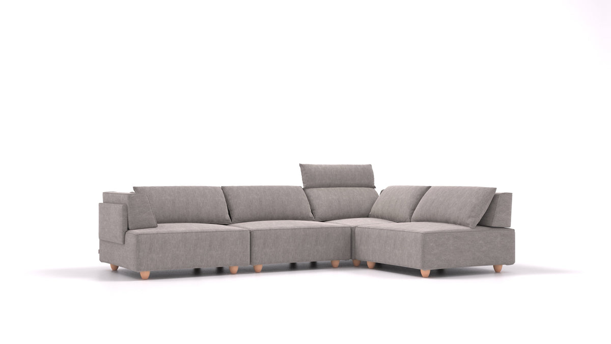 CasCais C, modulares Sofa von FEYDOM im Stoff Mollia FF-14 Middle Grey, helle Füße