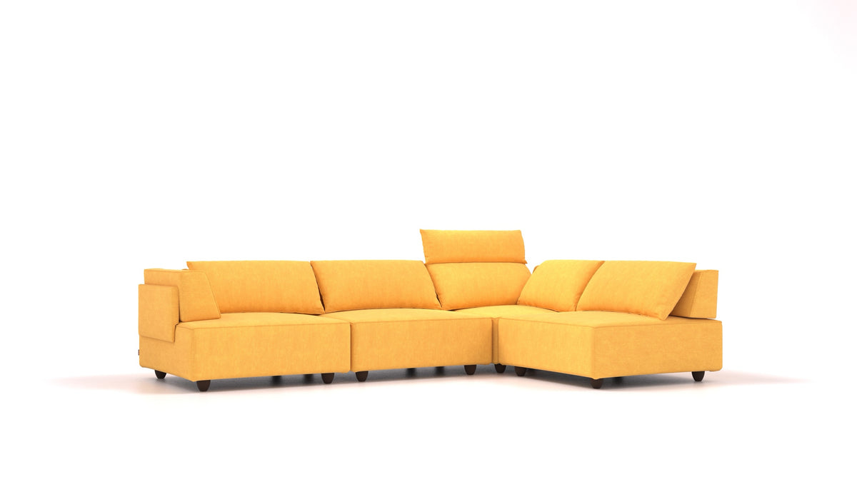 CasCais C, modulares Sofa von FEYDOM im Stoff Mollia FF-16 Yellow, dunkle Füße
