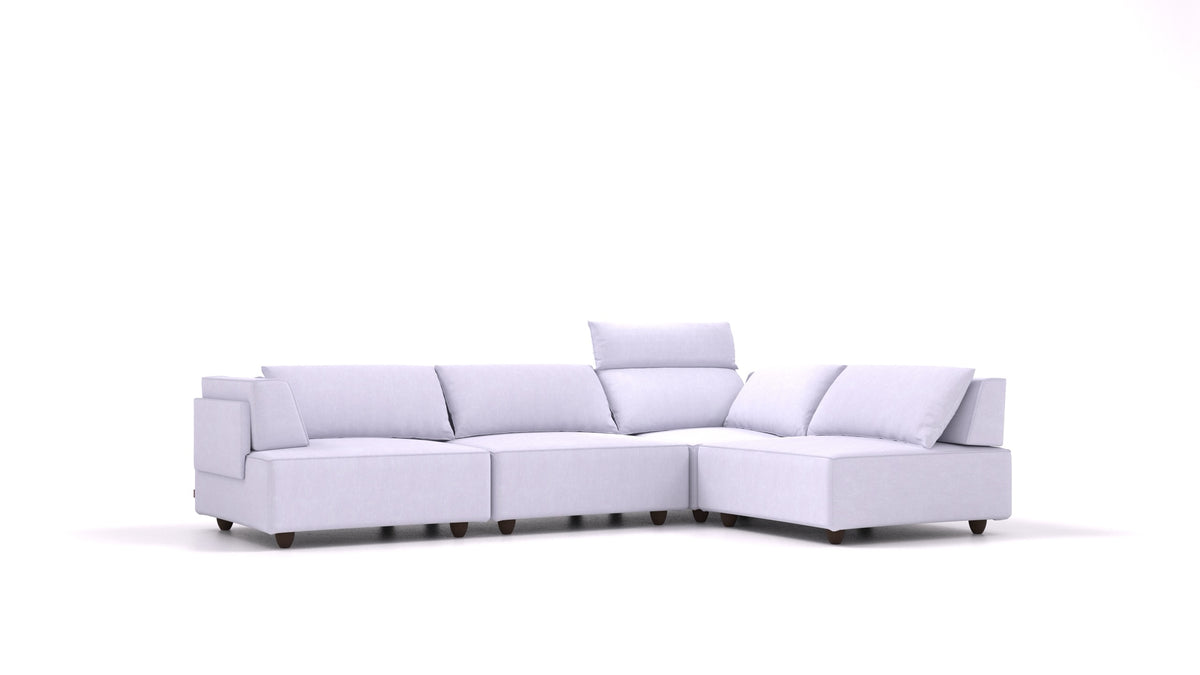 CasCais C, modulares Sofa von FEYDOM im Stoff Mollia FF-17 Lavander, dunkle Füße