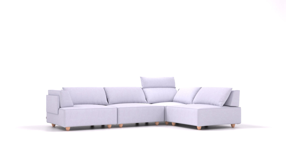 CasCais C, modulares Sofa von FEYDOM im Stoff Mollia FF-17 Lavander, helle Füße