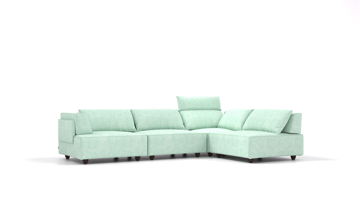 CasCais C, modulares Sofa von FEYDOM im Stoff Mollia FF-18 Mint, dunkle Füße