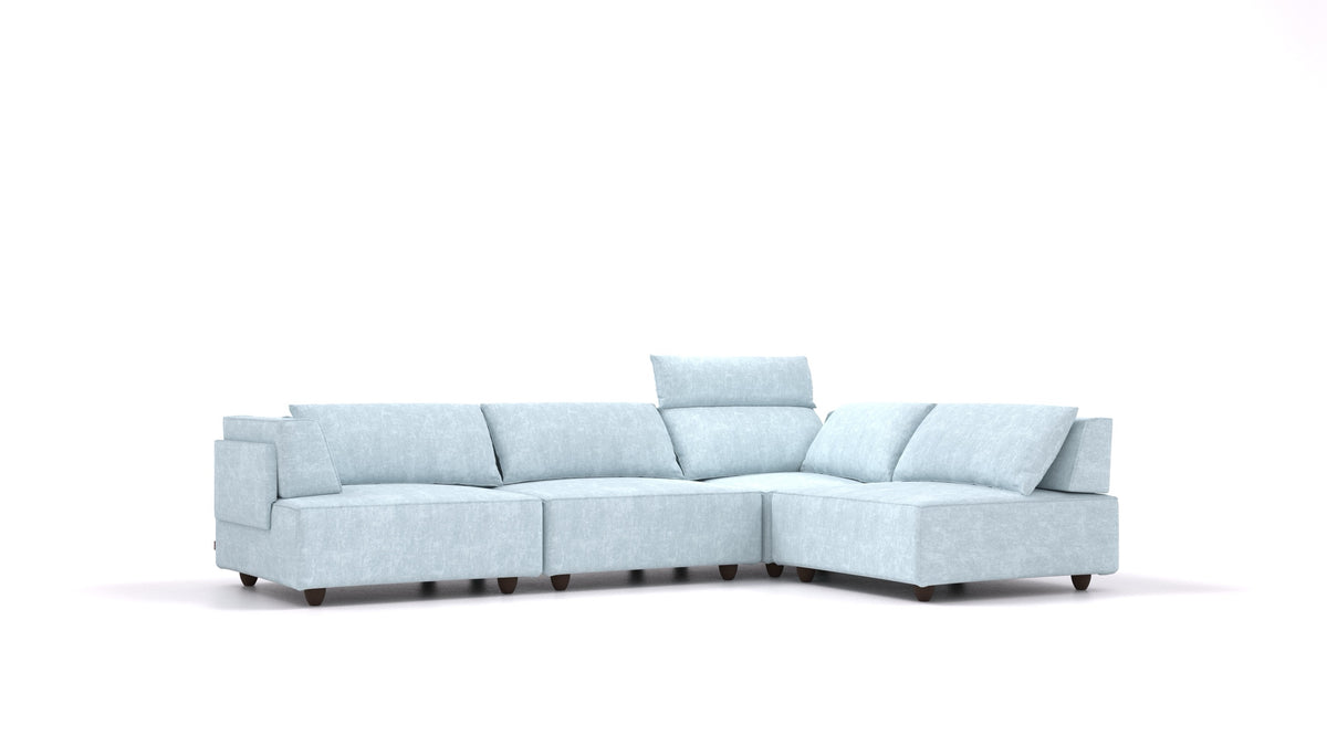 CasCais C, modulares Sofa von FEYDOM im Stoff Mollia FF-19 Pastel Blue, dunkle Füße