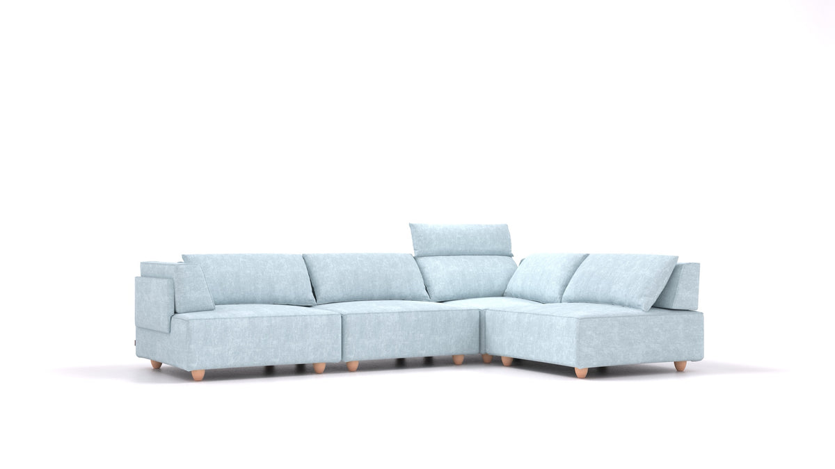 CasCais C, modulares Sofa von FEYDOM im Stoff Mollia FF-19 Pastel Blue, helle Füße