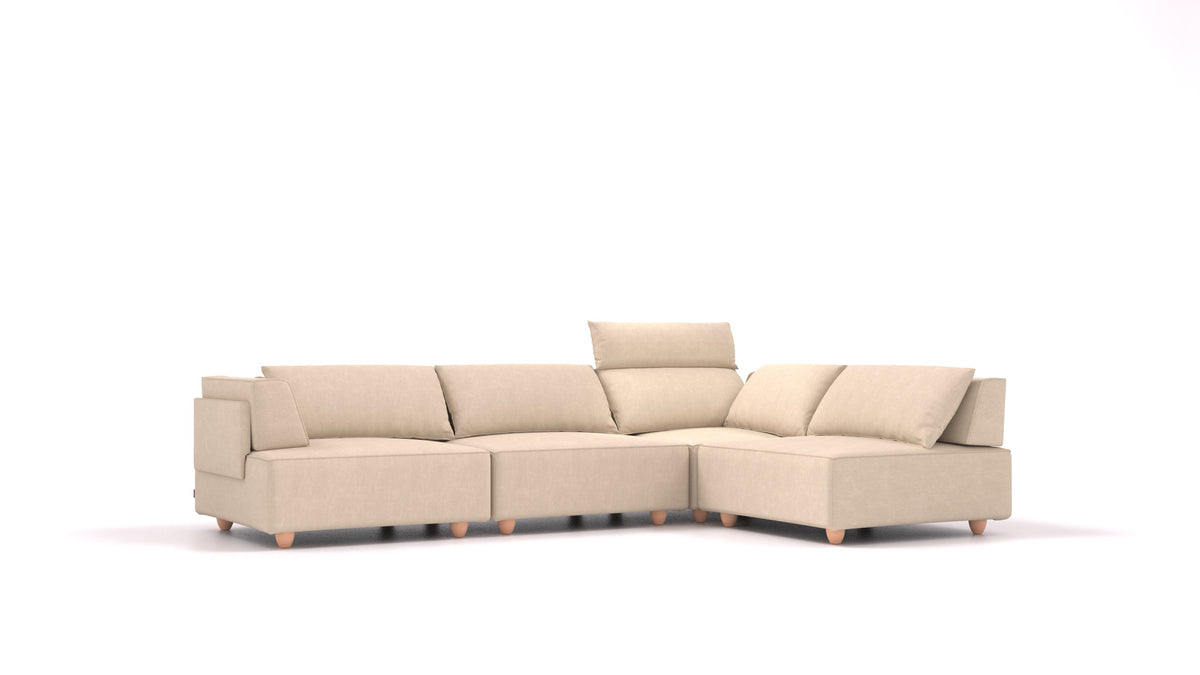 CasCais C, modulares Sofa von FEYDOM im Stoff Mollia HC-03 Honey, helle Füße