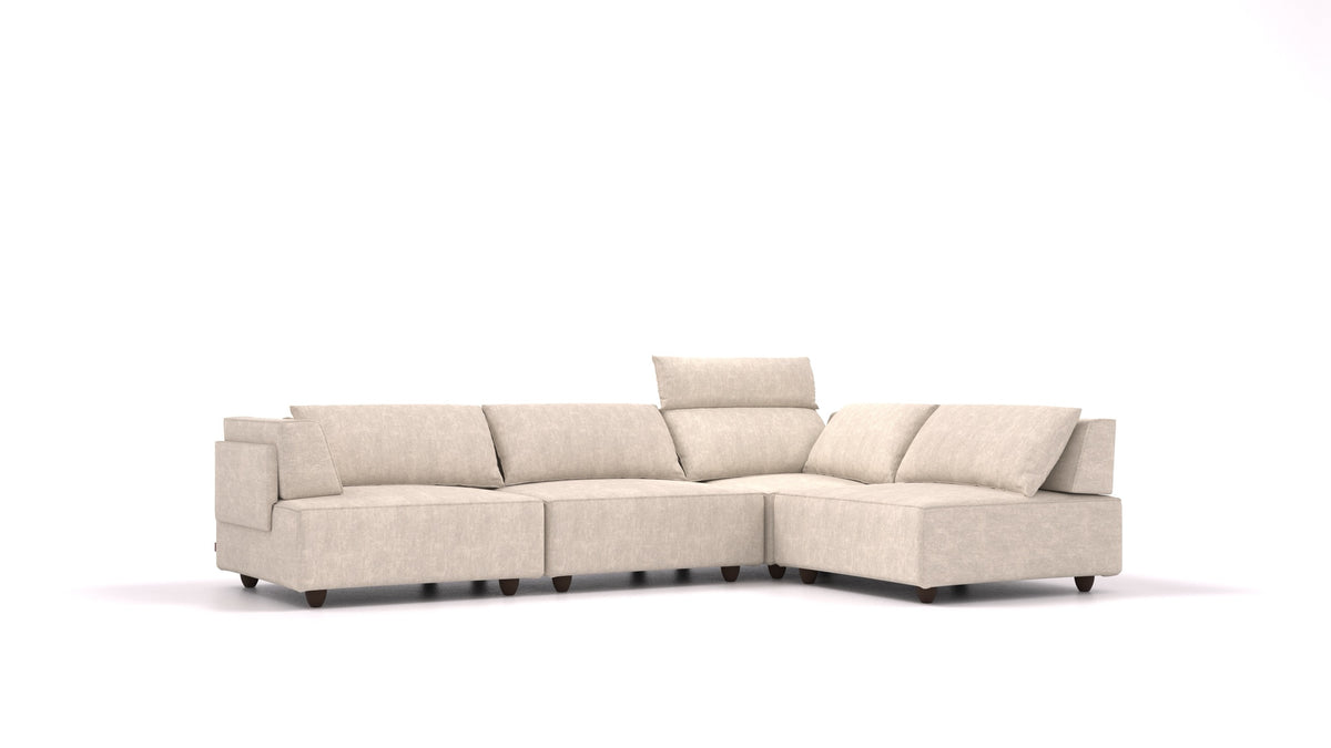 CasCais C, modulares Sofa von FEYDOM im Stoff Mollia HC-04 White, dunkle Füße