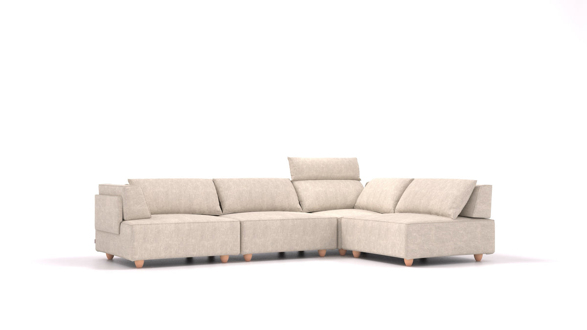 CasCais C, modulares Sofa von FEYDOM im Stoff Mollia HC-04 White, helle Füße