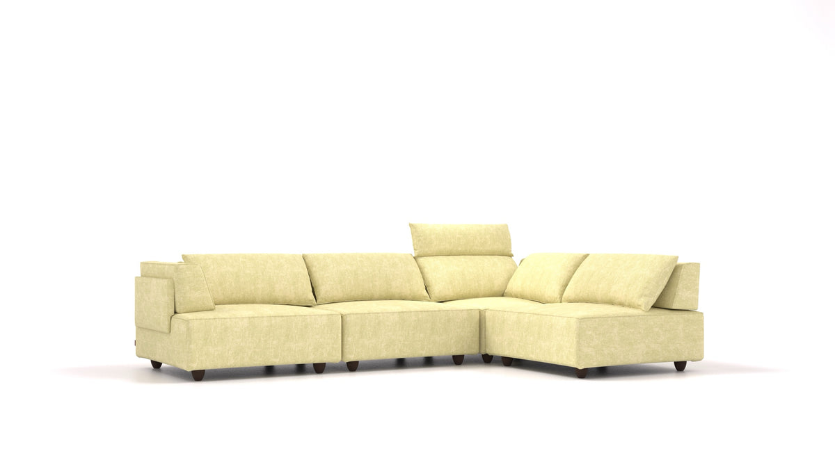 CasCais C, modulares Sofa von FEYDOM im Stoff Mollia HC-09 Grass Green, dunkle Füße