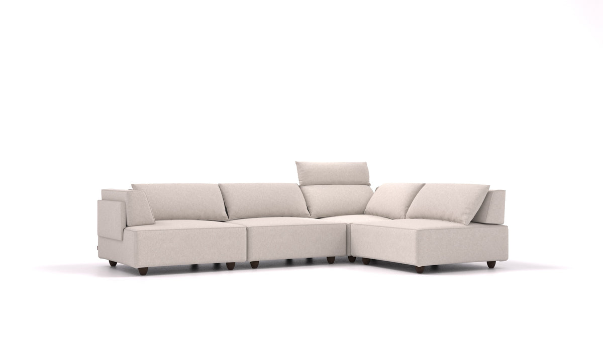 CasCais C, modulares Sofa von FEYDOM im Stoff Icon IC-02 Natur, dunkle Füße