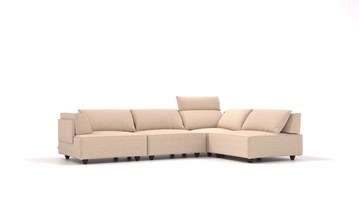 CasCais C, modulares Sofa von FEYDOM im Stoff Icon IC-06 Cappuccino, dunkle Füße