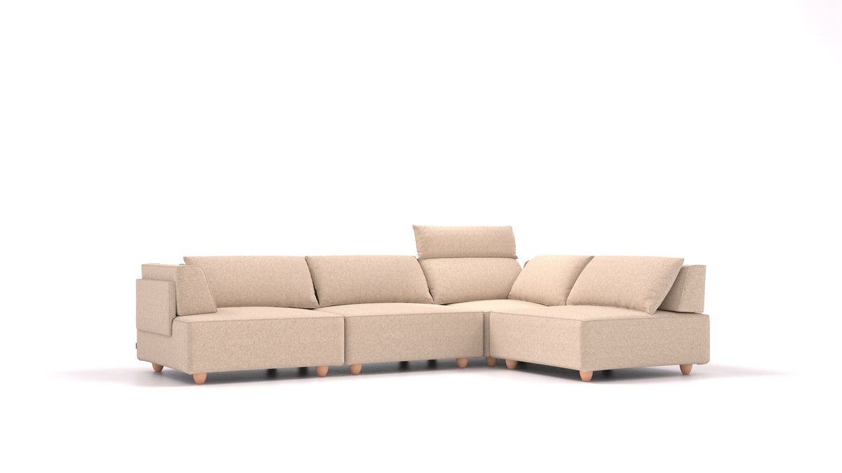 CasCais C, modulares Sofa von FEYDOM im Stoff Icon IC-06 Cappuccino, helle Füße