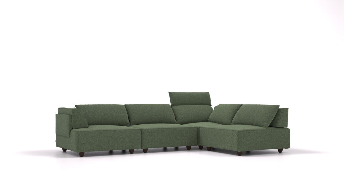 CasCais C, modulares Sofa von FEYDOM im Stoff Icon IC-39 Forest, dunkle Füße