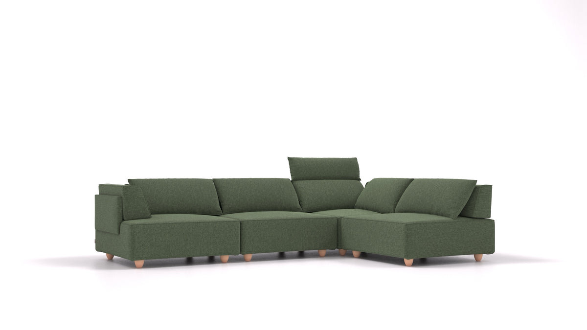 CasCais C, modulares Sofa von FEYDOM im Stoff Icon IC-39 Forest, helle Füße