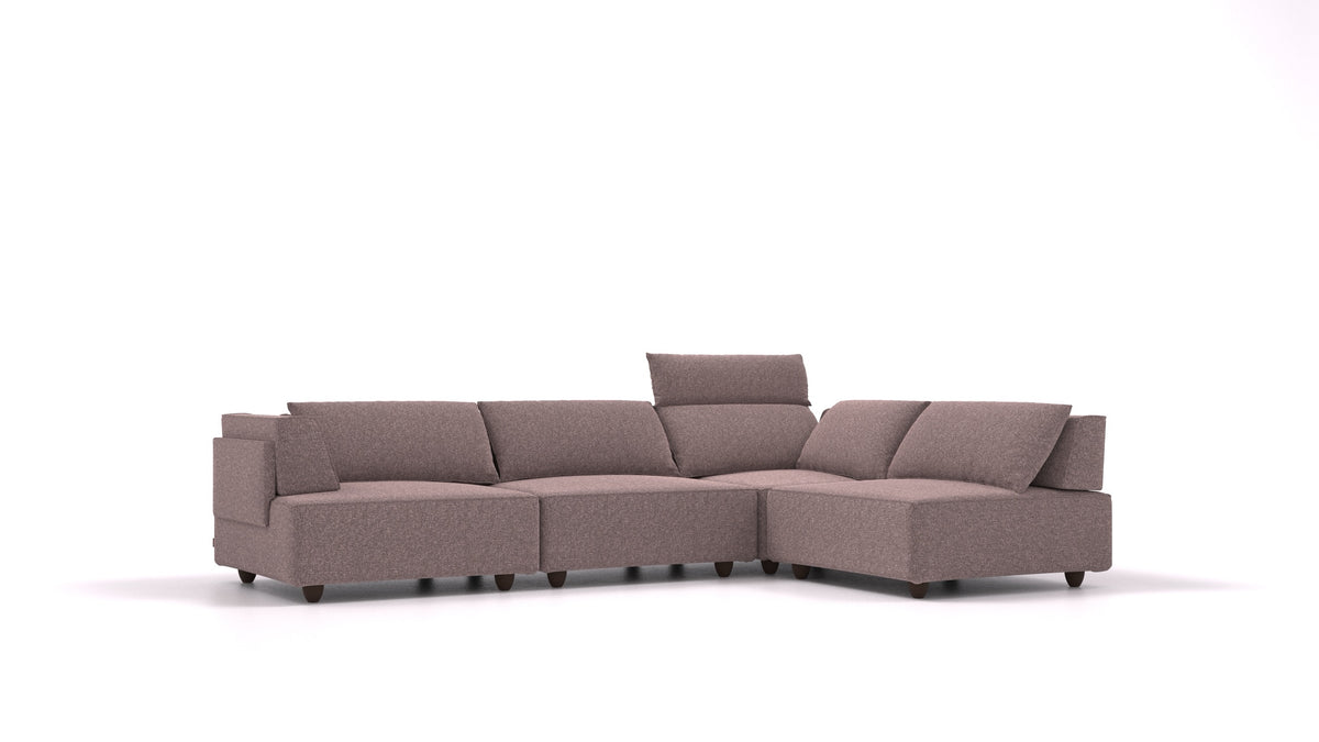 CasCais C, modulares Sofa von FEYDOM im Stoff Icon IC-69 Marmo, dunkle Füße