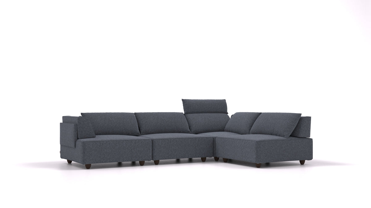 CasCais C, modulares Sofa von FEYDOM im Stoff Icon IC-79 Deep Blue, dunkle Füße