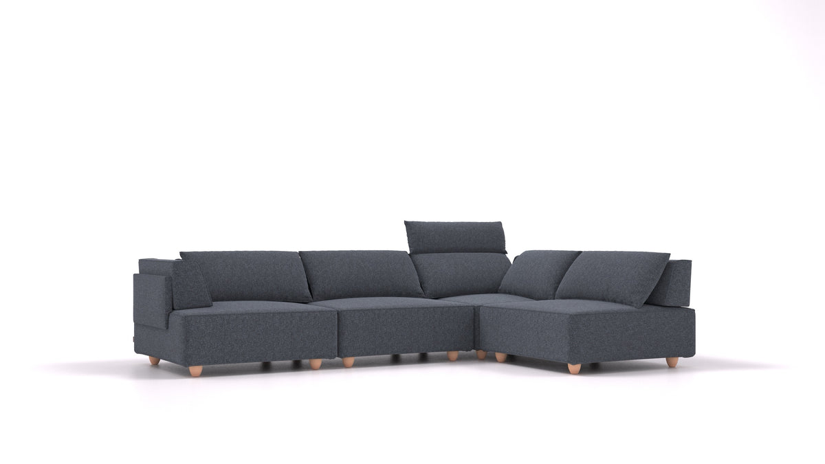 CasCais C, modulares Sofa von FEYDOM im Stoff Icon IC-79 Deep Blue, helle Füße