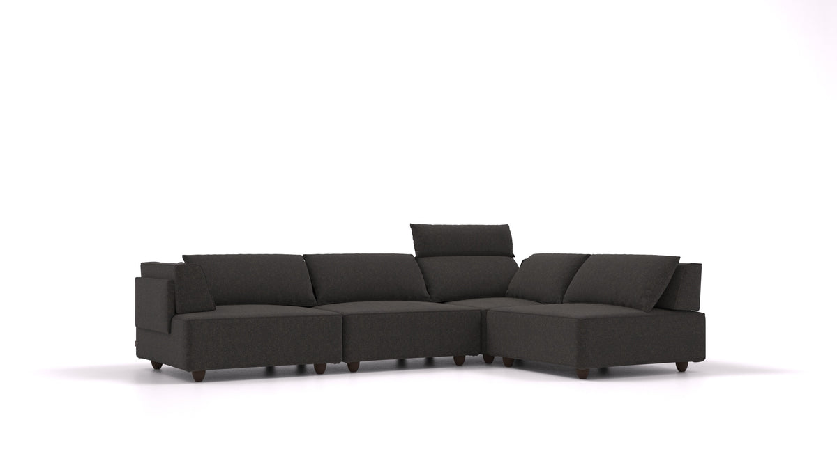 CasCais C, modulares Sofa von FEYDOM im Stoff Icon IC-99 Umbra, dunkle Füße