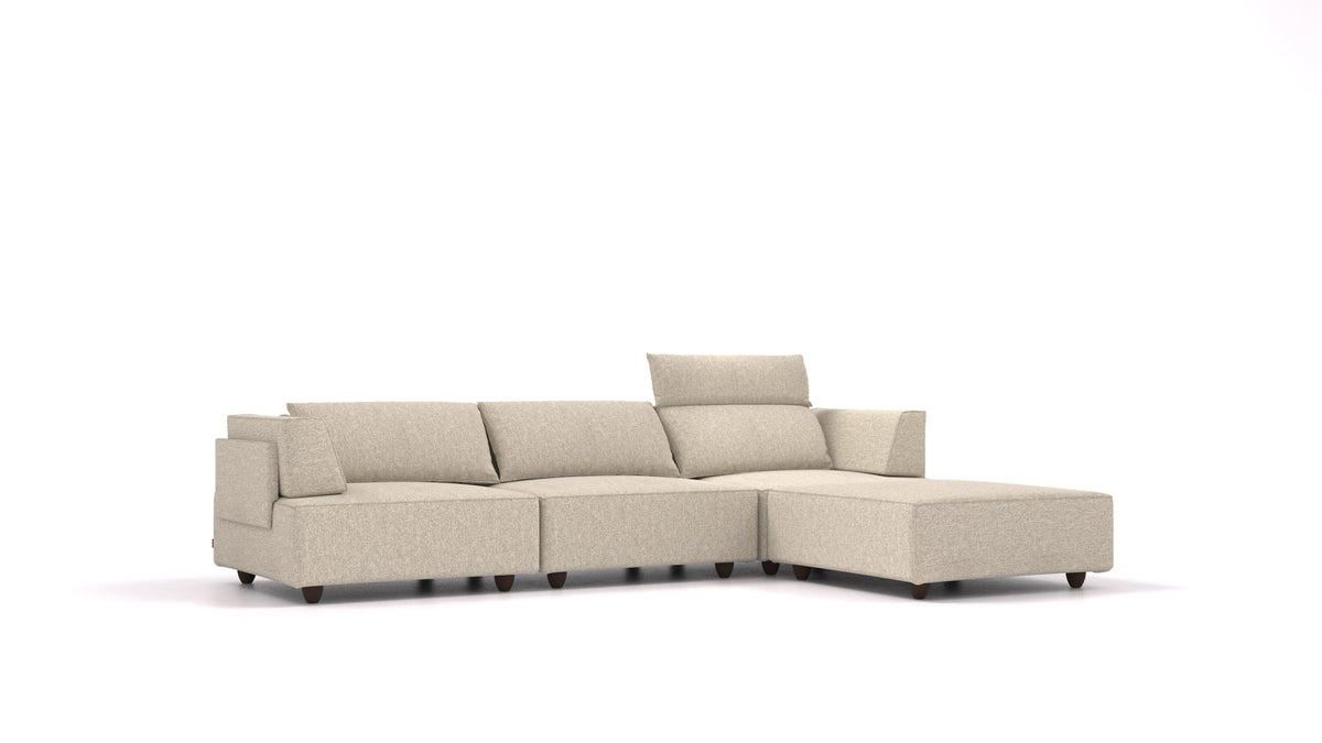 CasCais CS, modulares Sofa von FEYDOM im Stoff Alure DE-09 Natur, dunkle Füße