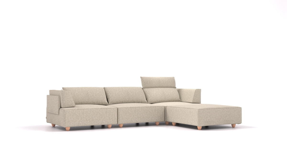 CasCais CS, modulares Sofa von FEYDOM im Stoff Alure DE-09 Natur, helle Füße