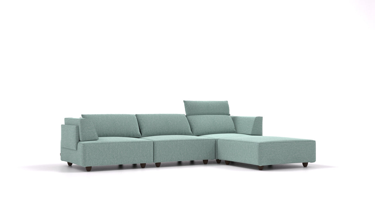 CasCais CS, modulares Sofa von FEYDOM im Stoff Alure DE-75 Pastel Blue, dunkle Füße